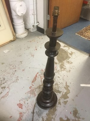 Lot 45 - 18th century oak torchère converted to a lamp