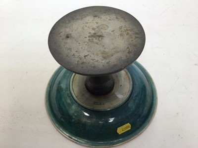 Lot 1033 - Moorcroft pottery flambe tazza decorated with trees in landscape on pewter base, impressed marks, 22cm diameter, 15cm high