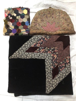 Lot 106 - A collection of patchwork items and examples, a mixture of Victorian and contemporary materials and work.