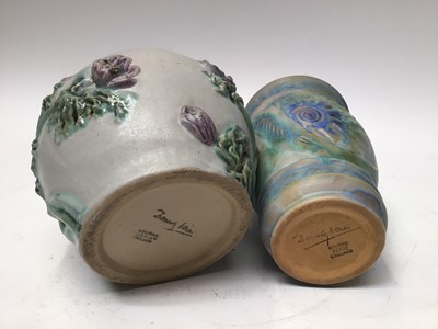 Lot 1062 - Two 1930s Denby Danesby Ware vases with floral decoration, 21cm and 18.5cm