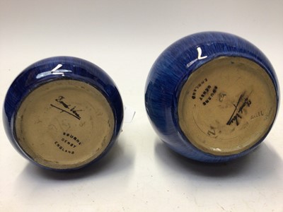 Lot 1066 - Collection of blue glazed Bourne Denby items including pair of candlesticks, 17cm high, jugs, vases etc 6 pies