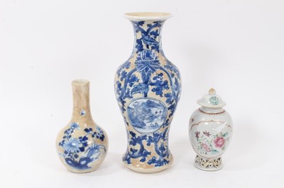 Lot 10 - 18th century Chinese caddy and cover two 19th century vases