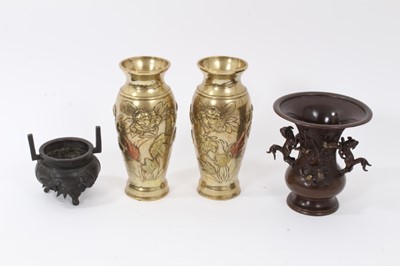 Lot 733 - Four various Japanese bronze vases