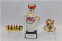 Lot 1134 - Two Clarice Cliff preserve pots, Carlton Ware...