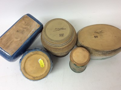 Lot 1071 - 1930s Denby Danesby Ware oval bowl, Danesby jug and three other pottery items (5)