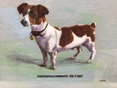 Lot 58 - English School 20th Century, oil on board, "Nippington Cotgreave the First", a terrier, initialled and dated '82, in painted frame. 15 x 19cm