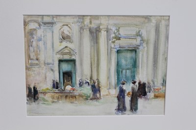 Lot 1191 - Circle of John Singer Sargent (1856-1925) watercolour - Venice Flower Stalls, in glazed gilt frame