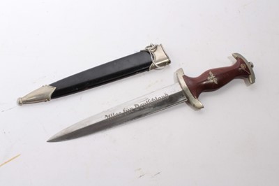 Lot 963 - Second World War Nazi NSKK dress dagger with etched polished steel blade, marked 'Alles Fur Deutschland', by J.A. Henckels, Zwillingswerk, Solingen, in scabbard