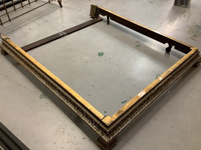 Lot 1483 - Late 19th / early 20th century Continental carved silvered and giltwood bed base with acanthus decorated borders, on block feet