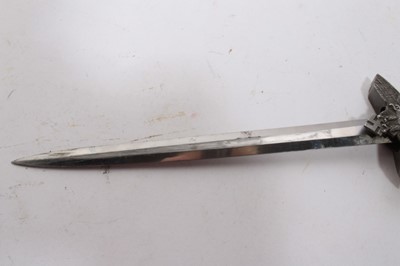 Lot 964 - Nazi 1937 Pattern Luftwaffe Officers' Dress Dagger with polished steel blade by WMW Waffen, Luftwaffe Eagle crossguard, wire bound cream celluloid grip, in scabbard, with silver bullion thread dres...