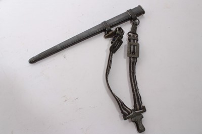 Lot 964 - Nazi 1937 Pattern Luftwaffe Officers' Dress Dagger with polished steel blade by WMW Waffen, Luftwaffe Eagle crossguard, wire bound cream celluloid grip, in scabbard, with silver bullion thread dres...