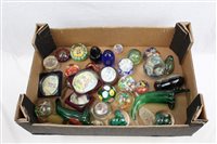 Lot 1172 - Selection of various glass paperweights and...