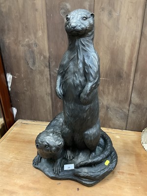 Lot 39 - Rodwell, 2001, large bronze resin sculpture of two otters, signed and dated