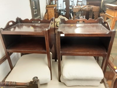 Lot 933 - Pair of Georgian style mahogany two tier bedside table, 56cm wide x 44cm deep x 75cm high