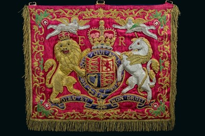 Lot 94 - H.M. Queen Elizabeth II, Fine Household Cavalry Trumpet banner in glazed frame