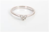 Lot 3205 - White gold (18ct) diamond set heart-shape ring...