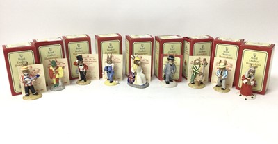 Lot 1145 - Thirty Royal Doulton Bunnykins figures including some limited edition - Mr Punch, England Athlete, Joker, Sweetheart, Airman, Scotsman, Judy, Wizard, Jockey, Boy Skater, Fisherman, Cook, Stop Watch...