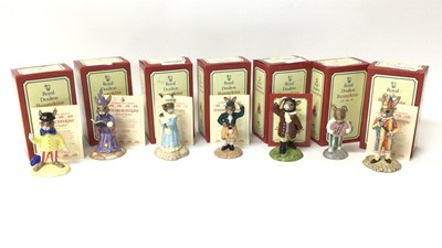 Lot 1145 - Thirty Royal Doulton Bunnykins figures including some limited edition - Mr Punch, England Athlete, Joker, Sweetheart, Airman, Scotsman, Judy, Wizard, Jockey, Boy Skater, Fisherman, Cook, Stop Watch...