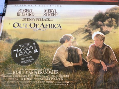 Lot 1395 - Five Classic Film posters- Out of Africa, Down and out in Beverley Hills, Commando, Biggles and Cobra (5)