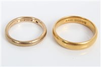 Lot 3270 - Gold (22ct) wedding ring, size O, together...