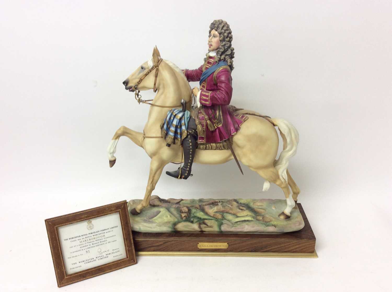 Lot 1188 - Royal Worcester porcelain model by Bernard Winskill, titled Marlborough, numbered 81/350 (damaged to hand, piece retained).