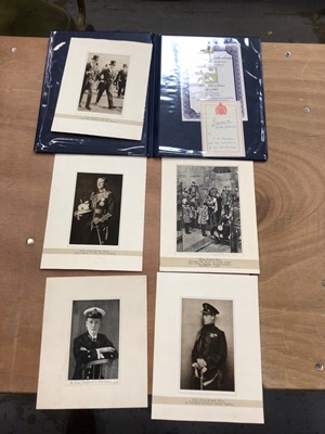 Lot 1523 - Autograph HRH Edward Duke of Windsor (formerly HM King Edward VIII) signed bookplate with five portrait photographs of the Duke in various uniforms and as a midshipman
