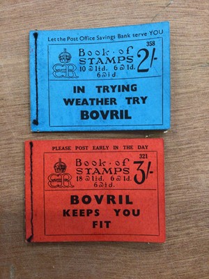 Lot 1438 - Stamps GB Booklets 2/- blue No358 In Trying Weather try Bovril (complete) 3/- Red No 321 Bovril keeps you Fit (complete) (2)