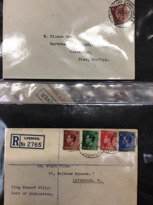 Lot 1635 - Stamps Great Britain Covers a pair of illustrated covers for the issues of Edward VIII cancelled by London Machine cancel plus an Abdication day illustrated cover doubled on the wedding day plus a...