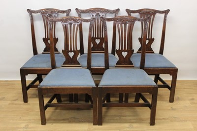 Lot 1374 - Set of five George II mahogany dining chairs
