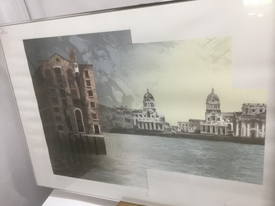 Lot 62 - Richard Davies (b. 1944) colour screen print, 'Greenwich' signed and dated 1988,:numbered 71/125, 59.5 x 84cm, glazed frame