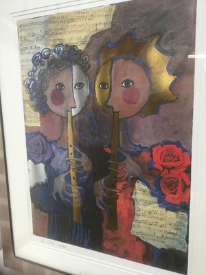 Lot 191 - Rosina Wachrmeister (b. 1939) print  'Two girls playing flute