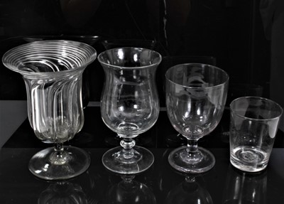 Lot 119 - Unusual Georgian moulded glass celery vase, a further Georgian celery vase, rummer and tumbler (4)