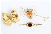 Lot 3273 - Gold (18ct) novelty spider brooch with a...