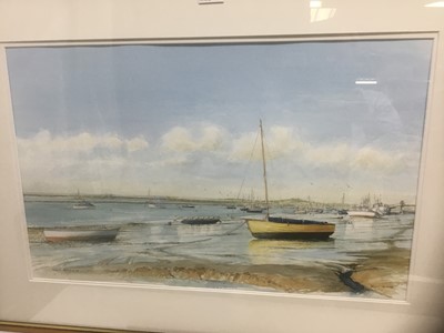 Lot 69 - Edwin Meayers (b.1927) watercolour - West Mersea, signed, inscribed and dated '07, 42cm x 67cm, in glazed frame