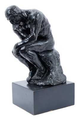 Lot 812 - After Rodin, bronzed composition sculpture - The Thinker