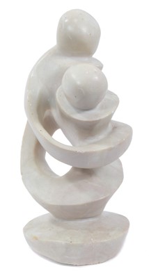 Lot 811 - Manner of Barbara Hepworth, carved alabaster - Mother and Child