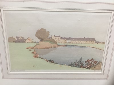 Lot 265 - Philip G Needell (1886-1974) signed colour woodcut - Waterloo Place, Christchurch, 21cm x 32cm, mounted