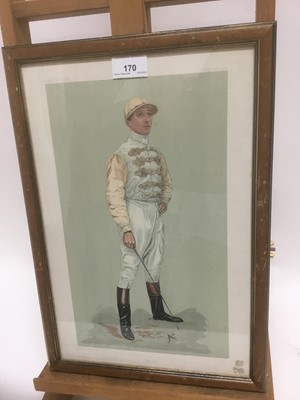 Lot 263 - Edwardian Vanity Fair lithograph - the jockey Danny Maher, 38cm x 25cm, in glazed frame