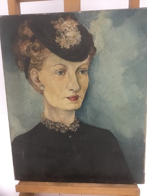Lot 171 - Late 19th/early 20th century French School oil on canvas - portrait of a lady, indistinctly signed, 41cm x 33cm, unframed