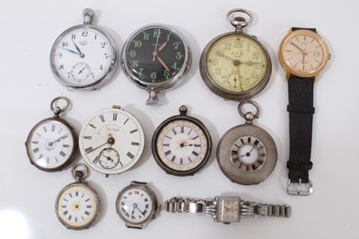 Lot 47 - Silver cased half hunter fob watch by C. H. Croydon, Ipswich, five other silver cased fob/pocket watches, together with various vintage watches