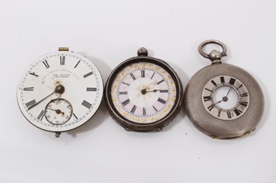 Lot 47 - Silver cased half hunter fob watch by C. H. Croydon, Ipswich, five other silver cased fob/pocket watches, together with various vintage watches