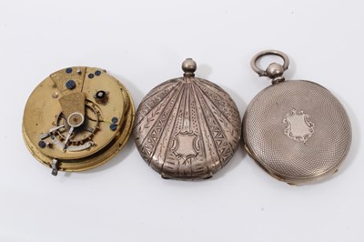 Lot 47 - Silver cased half hunter fob watch by C. H. Croydon, Ipswich, five other silver cased fob/pocket watches, together with various vintage watches