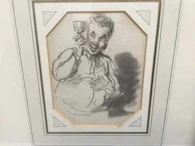 Lot 275 - Edward Bird (1772-1819) wash, the jolly toper, 14 x 11cm, glazed frame