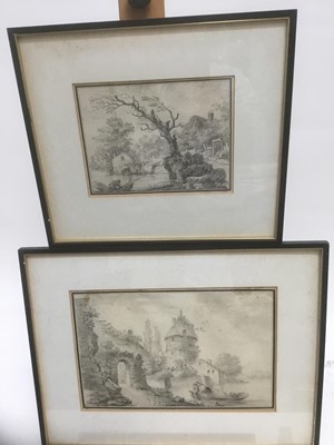 Lot 276 - I Landmann (18th century) pencil, boatman, signed and dated 1739 to margin, 14 x 19cm, together with another possibly by the same hand, both framed