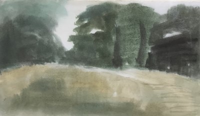 Lot 283 - Marcia Blakenham (b. 1946), watercolour - Landscape, signed and dated 2018 verso, 23cm x 39cm, in glazed frame