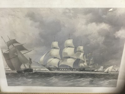 Lot 214 - 19th century aquatint after T. G. Dutton - The Marlborough East Indiaman, 1450 Tons, 36.5cm x 50cm, in glazed frame