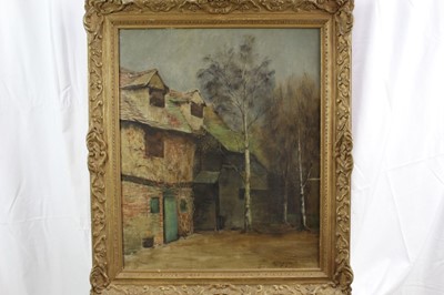 Lot 1057 - Alfred Frederick William Hayward (1856-1939) oil on canvas - Barn at Low Farm, Elsworrh provenance - by family descent from the artist