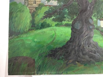 Lot 1100 - Henry Collins (1910-1994) oil on canvas, laid down onto board, ‘Old oak, Fingringhoe’, signed, inscribed and dated 1984 verso.