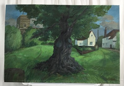 Lot 1100 - Henry Collins (1910-1994) oil on canvas, laid down onto board, ‘Old oak, Fingringhoe’, signed, inscribed and dated 1984 verso.