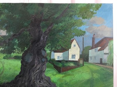 Lot 1100 - Henry Collins (1910-1994) oil on canvas, laid down onto board, ‘Old oak, Fingringhoe’, signed, inscribed and dated 1984 verso.